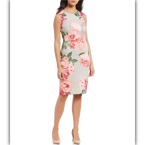 calvin klein floral print sheath dress